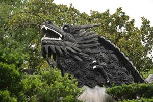 Dragon on the fence in Yu Yuan Garden in Shanghai China photo