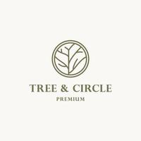 Circle tree logo icon template design. Round garden plant natural line symbol. vector