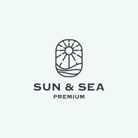 Sun and Sea Wave Logo. Flat Vector Logo Design Template Element.