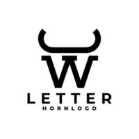 letter W with horn logo. letter with bull horn logo vector template.