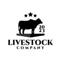 silhouette illustration of a cow for livestock logo. farm company logo vector template.