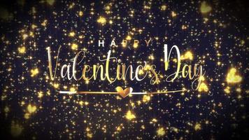 animação feliz dia dos namorados texto de ouro com partículas de corações video