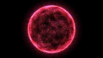 sphère d'énergie abstraite planète ronde étoile rouge cosmique futuriste belle magie rougeoyante sur fond noir. fond abstrait. vidéo en haute qualité 4k, motion design video