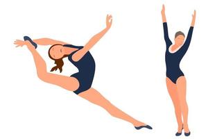 Vector athlete gymnast. Gymnastics sport. Sports queen. Flat style. Isolated vector