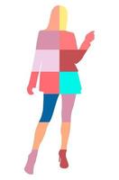 Silhouette of a girl in a flat style of cubism. Abstract outline. Isolated vector