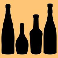 Shape of silhouette of bottle for alcohol, beer, kvass, waters. Outline of a container for storing liquid vector