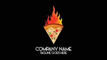 logo de pizza picante con fuego vector