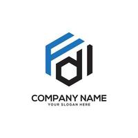 Monogram FD initial letter Logo Inspiration, F and D combination logo vector with hexagonal idea