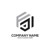 Monogram FJ initial letter Logo Inspiration, F and J combination logo vector with hexagonal idea