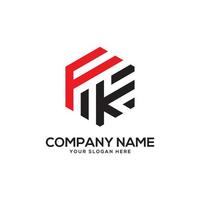 Monogram FK initial letter Logo Inspiration, F and K combination logo vector with hexagonal idea