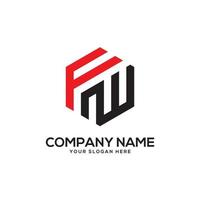 Monogram FW initial letter Logo Inspiration, F and W combination logo vector with hexagonal idea
