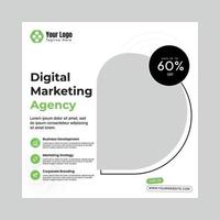 folleto cuadrado de agencia de marketing digital vectorial o plantilla de publicación en redes sociales vector