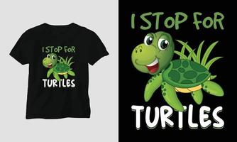 I stop for turtles T-shirt Template vector