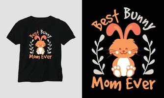 la mejor plantilla de camiseta de mamá conejita vector