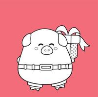 Cute Pig in Love Valentine Day Digital Stamp vector