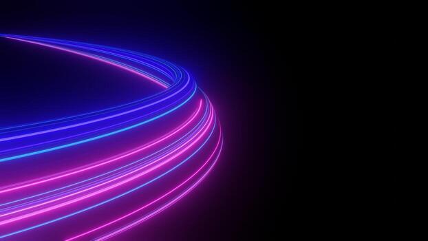 3d render motion line of speed and power or light trails. High-speed light with curve movement beam. 5G Technology fast and futuristic background. Abstract motion blur. photo
