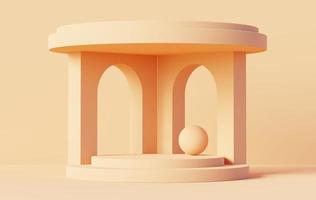 3d render abstract display podium platform for product presentation and advertising. Minimal scene backdrop with clean design. Vacant pedestal for mock up. Empty stage with pastel color for cosmetic. photo