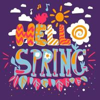 Hello spring lettering vector