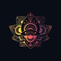 Lotus flower with geometric pattern vector linear illustration