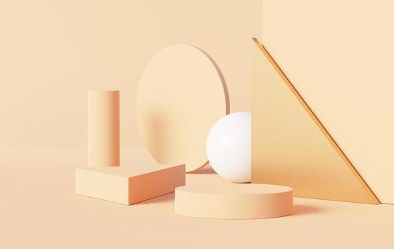 Podium backgrounds stage platform for product presentation and mock up. Minimal scene backdrop with clean design. Vacant pedestal for mock up. Empty stage with pastel color for cosmetic. 3D render. photo