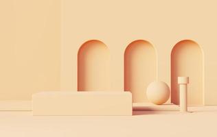 3d render abstract display podium platform for product presentation and advertising. Minimal scene backdrop with clean design. Vacant pedestal for mock up. Empty stage with pastel color for cosmetic. photo
