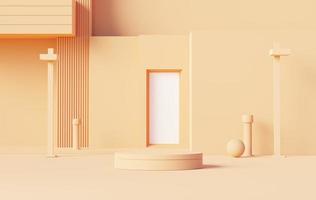 3d render abstract display podium platform for product presentation and advertising. Minimal scene backdrop with clean design. Vacant pedestal for mock up. Empty stage with pastel color for cosmetic. photo