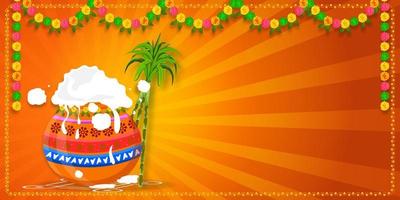 Happy Pongal South Indian Harvest Festival, Happy Pongal Celebration Banner or Poster Design Background, vector