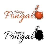 Set of Happy Pongal Design Text Typography. Vector Illustration