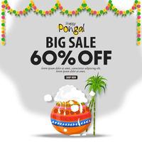 illustration of Happy Pongal greeting card background. Design with Discount Illustration - Big Pongal Offer Design Background.