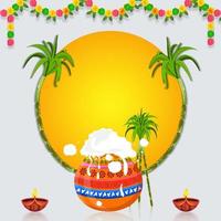 Happy Pongal Concept. Happy Pongal holiday harvest festival illustration, can be used for advertisement, offer, banner, poster designs vector