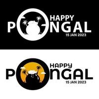 vector Illustration of Happy Pongal Design Template - Set of Happy Pongal Text Typography