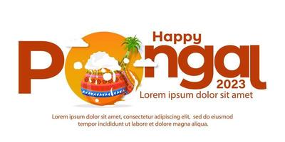 Happy Pongal South Indian harvest festival celebration banner or poster design background vector