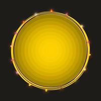 Colorful bright light in yellow circle frame. Template with realistic lights used for party, festival, birthday decoration. Isolated vector for banner and advertisement
