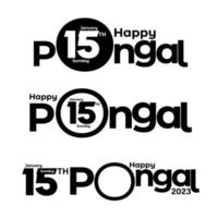 Set of Happy Pongal Text Typography - Vector Illustration