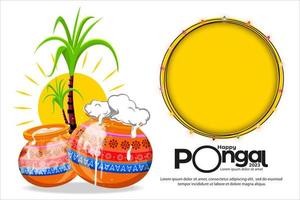 Happy Pongal South Indian harvest festival celebration banner or poster design background