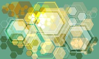 Abstract technology yellow green hexagon shadow geometric overlap futuristic design creative ultramodern background vector