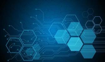 Technology blue circuit hexagon cyber futuristic background vector