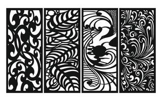 Decorative floral patterns, geometric template for cnc laser cutting vector