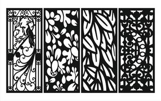 Decorative floral patterns, geometric template for cnc laser cutting vector