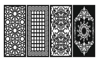 Decorative floral patterns, geometric template for cnc laser cutting vector