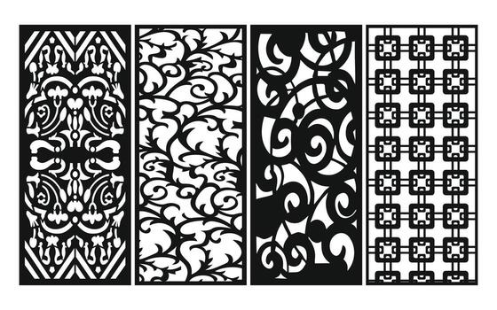 Decorative floral patterns, geometric template for cnc laser cutting vector