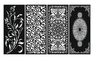 Decorative floral patterns, geometric template for cnc laser cutting vector