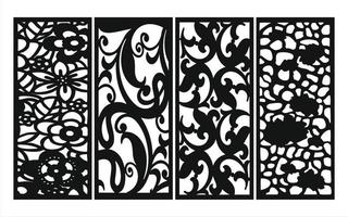 Decorative floral patterns, geometric template for cnc laser cutting vector