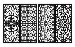 Decorative floral patterns, geometric template for cnc laser cutting vector