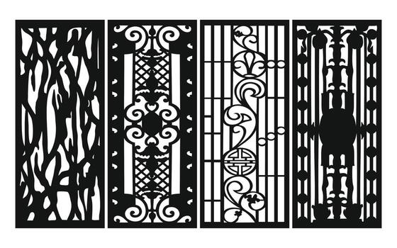 patrones florales decorativos, plantilla geométrica para corte por láser cnc vector