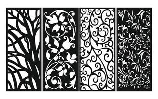 Decorative floral patterns, geometric template for cnc laser cutting vector