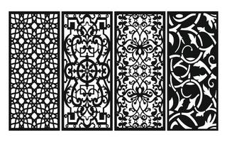 Decorative floral patterns, geometric template for cnc laser cutting vector