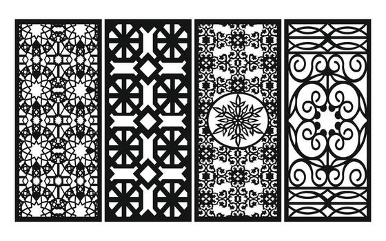 Decorative floral patterns, geometric template for cnc laser cutting vector
