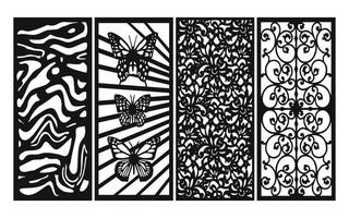 Decorative floral patterns, geometric template for cnc laser cutting vector