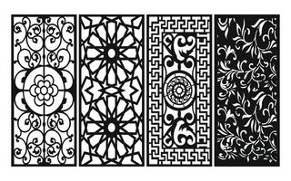 Decorative floral patterns, geometric template for cnc laser cutting vector